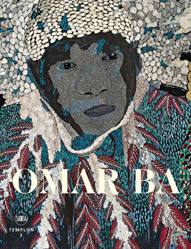 La couverture du beau livre : « Compartiment aller-simple 10 » (détail), d’Omar Ba (acrylique, crayon, huile, encre de Chine et stylo Bic sur toile, 236 cm x 130 cm, 2022).