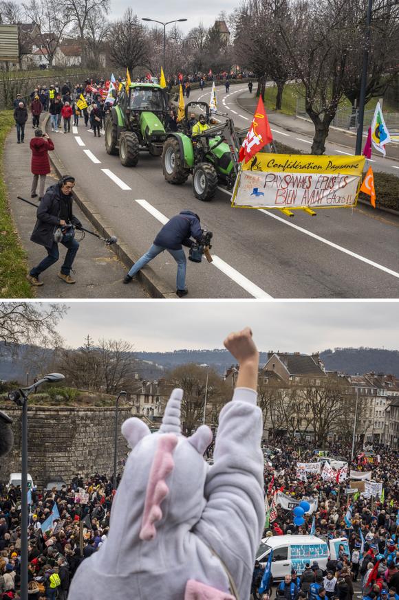 Manifestación contra la reforma de las pensiones en Besancon, Doubs, 7 de marzo de 2023.