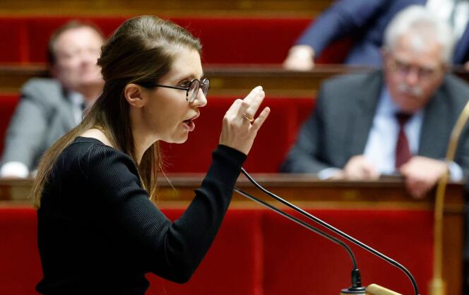 Aurore Bergé at the National Assembly in Paris, February 18, 2023.