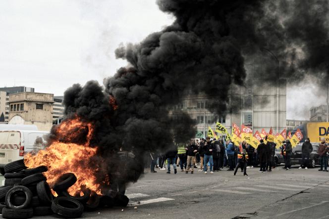 During the general assembly of railway workers, at the Gare de Lyon, in Paris, on the occasion of the inter-union mobilization against the pension reform, March 7, 2023.