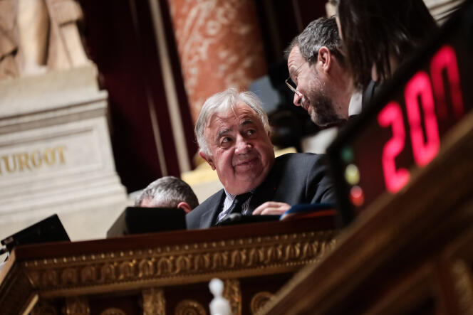 Gérard Larcher during the first day of debates on pension reform in the Senate, in Paris, March 2, 2023. 