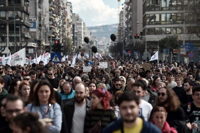 Demonstration march against the Greek government, in Thessaloniki (Greece), March 8, 2023.