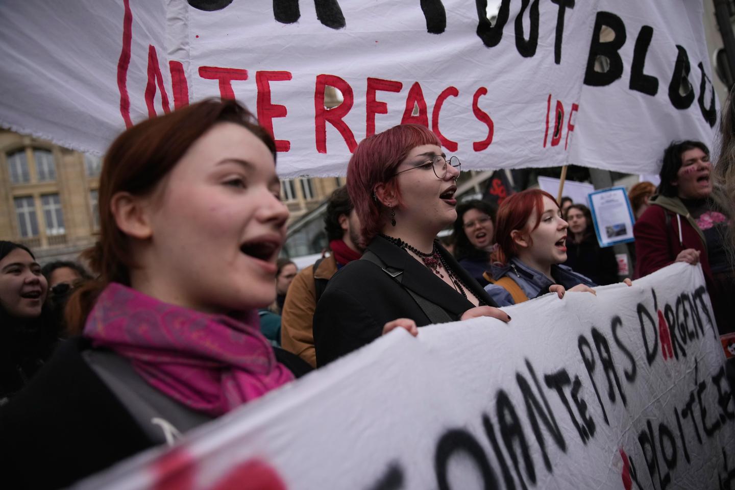 students and high school students demonstrate against a future law “which will eventually affect us”