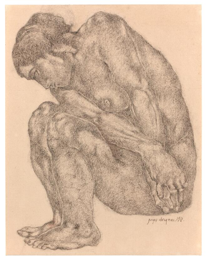 Etude de femme nue accroupie, 1912, Georges Dorignac (1879-1925).