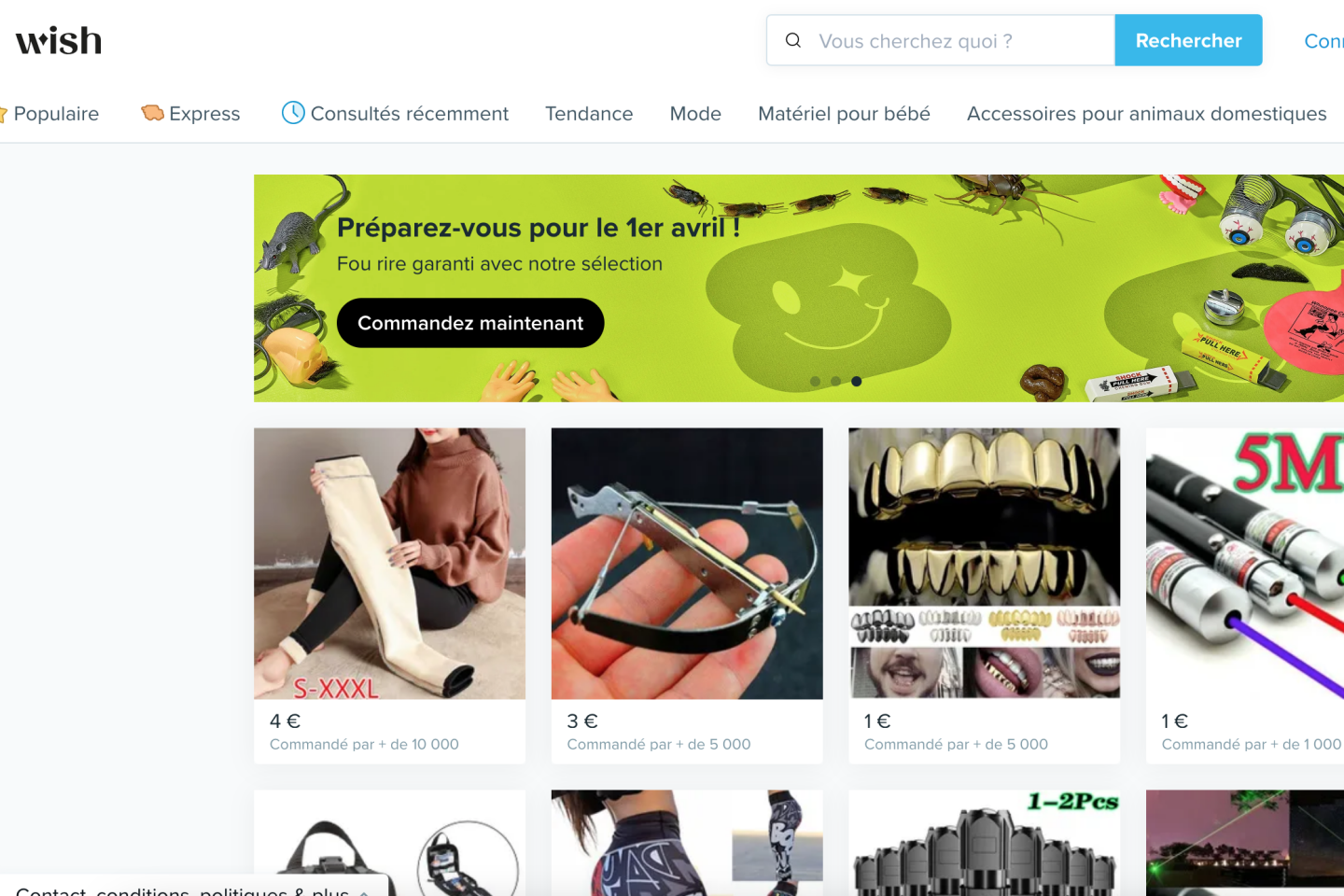 Wish, an online sales site, is back on French search engines