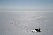 Aerial view of an exploration site for the Willow oil drilling project by ConocoPhilipps Group in northern Alaska in 2019.