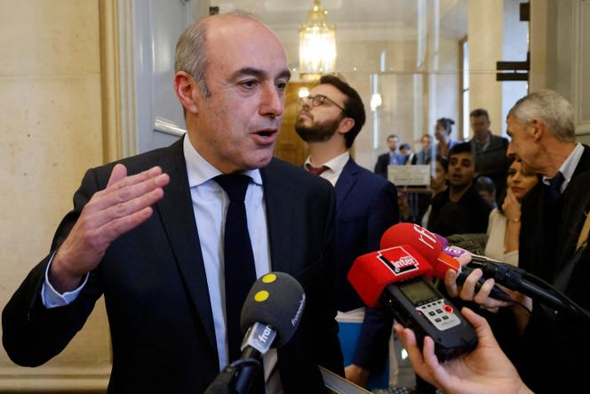 The boss of the LR deputies Olivier Marleix, Wednesday March 15 at the Assembly.