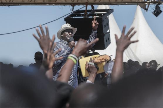 En Nairobi, el opositor Raila Odinga el 29 de enero de 2023 continuó organizando la multitud para denunciar la elección de William Ruto como presidente de Kenia en agosto de 2022.