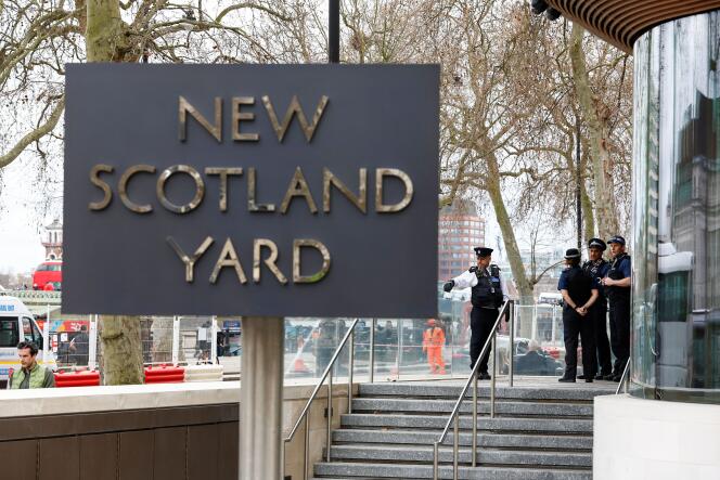 En la sede de la Policía Metropolitana, también apodada “Scotland Yard”, en Londres, el 21 de marzo de 2023. 
