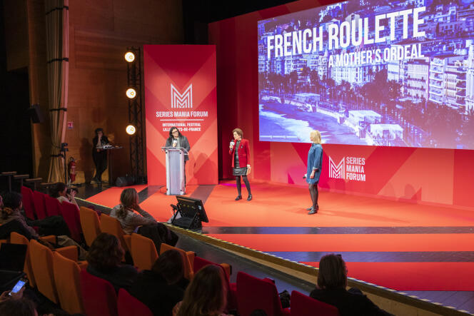 Presentation of the series “Tout pour Agnès”, by Vincent Garenq, story of the Agnès Le Roux affair, renamed “French Roulette” for the international market, at the Mania Series Forum, in Lille, on March 21, 2023.