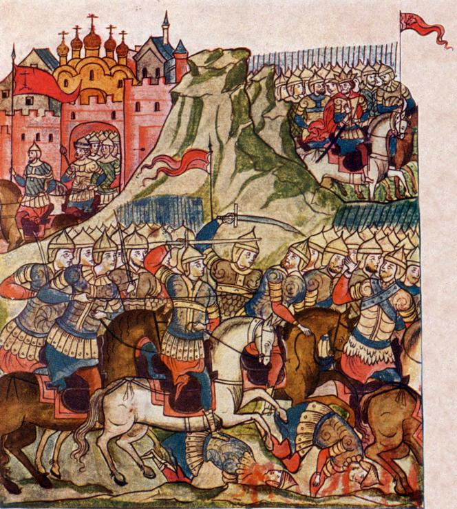 The Battle of Kulikovo (1380), between the armies of the Golden Horde and those of several Russian principalities. 