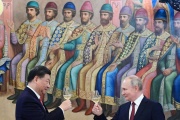 Chinese President Xi Jinping and his Russian counterpart Vladimir Putin at the Kremlin in Moscow on March 21, 2023.  