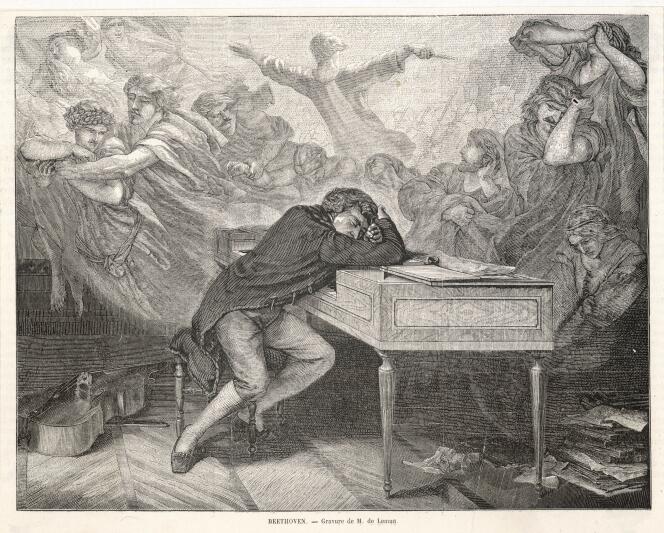 Gravure représentant Ludwig van Beethoven (1770 - 1827).