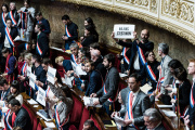 The hemicycle of the French Assemblée Nationale in Paris, on March 20, 2023.
