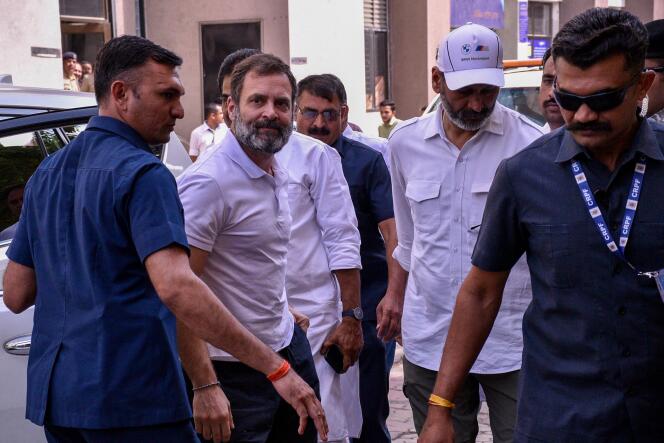 Indian opposition figure Rahul Gandhi on his arrival at the court in Surat, India, on March 23, 2023.