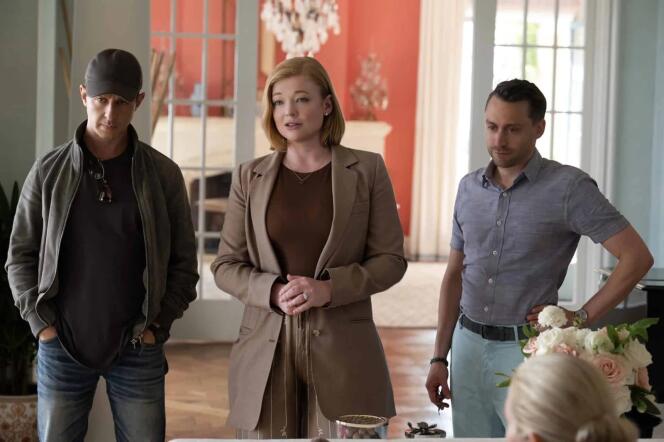Kendal Roy (Jeremy Strong), Shiv Roy (Sarah Snook) and Roman Roy (Kieran Culkin) in the “Succession” series, created by Jesse Armstrong.