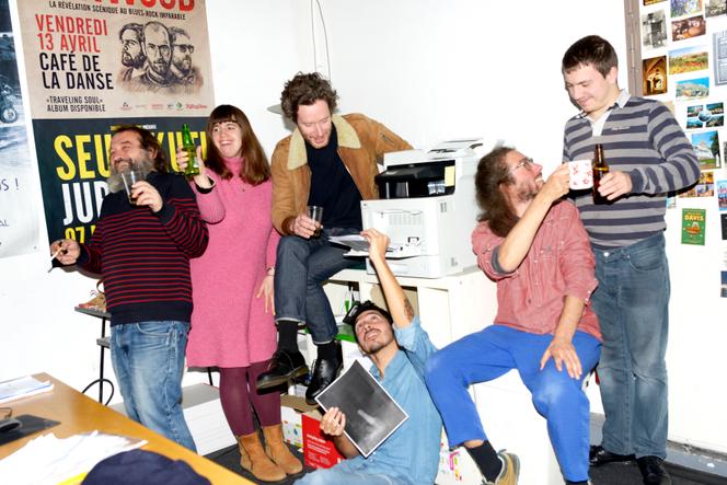 The Astereotypie group, in the Ferber studios, in Paris, on December 9, 2022. From left to right: Eric Dubessay, Claire Ottaway, Benoît Guivarch, Christophe L'Huillier, Arthur B. Gillette, Stanislas Carmont.