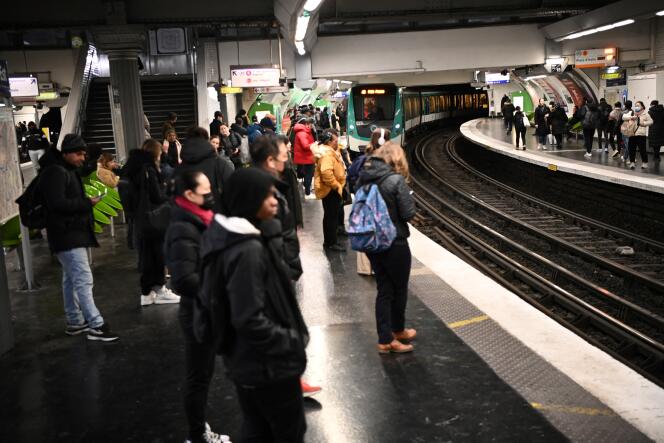 A la station de métro Gare-de-l’Est à Paris, le 7 mars 2023.