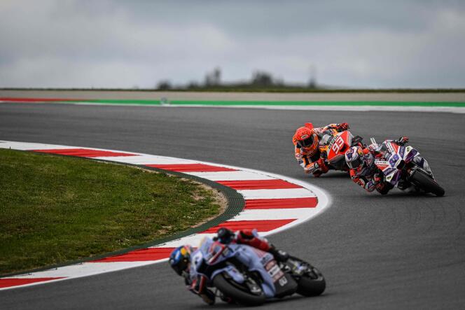 Marc Marquez (number 93) at the Portimao circuit in Portugal on Friday March 24.