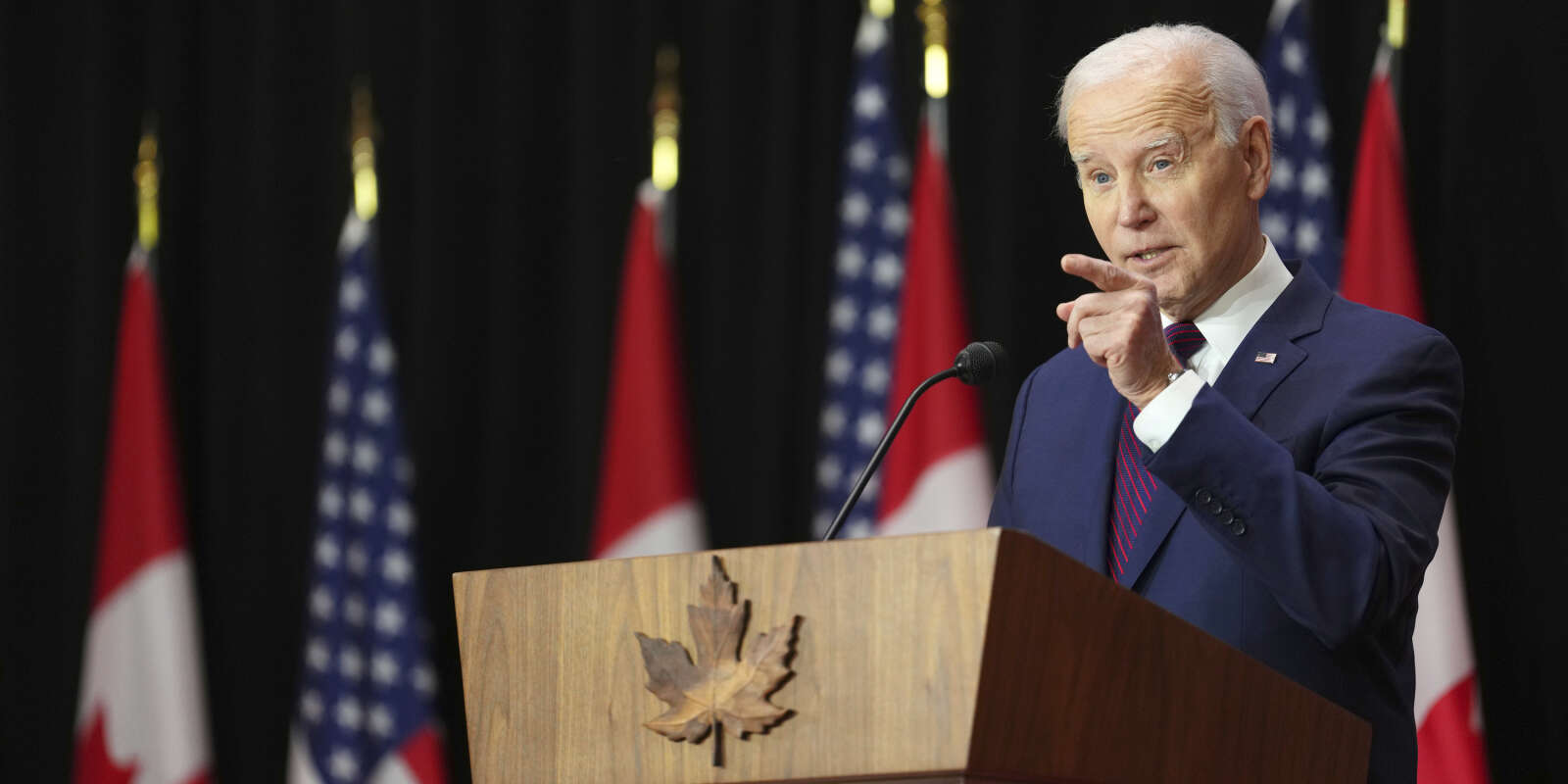 Le président américain Joe Biden, en conférence de presse, à Ottawa, le 24 mars 2023.