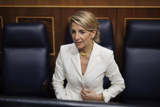 La Ministra de Trabajo y Vicepresidenta del Gobierno de España, Yolanda Díaz, en el Congreso, en Madrid, 21 de marzo de 2023.