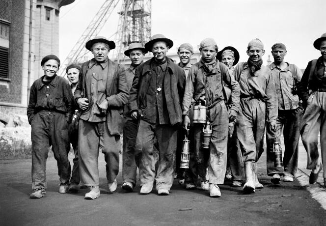 Undated photo of workers in a coal mine in Lens (Pas-de-Calais), northern France.
