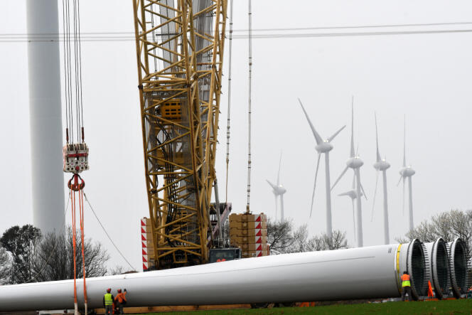 Parque eólico en construcción, en Auchay-sur-Vendée (Vendée), 25 de febrero de 2021 