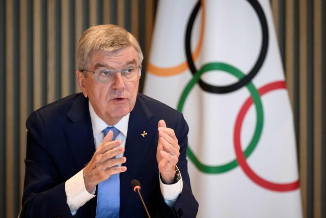 IOC President Thomas Bach at the headquarters of the Olympic institution in Lausanne on March 28.