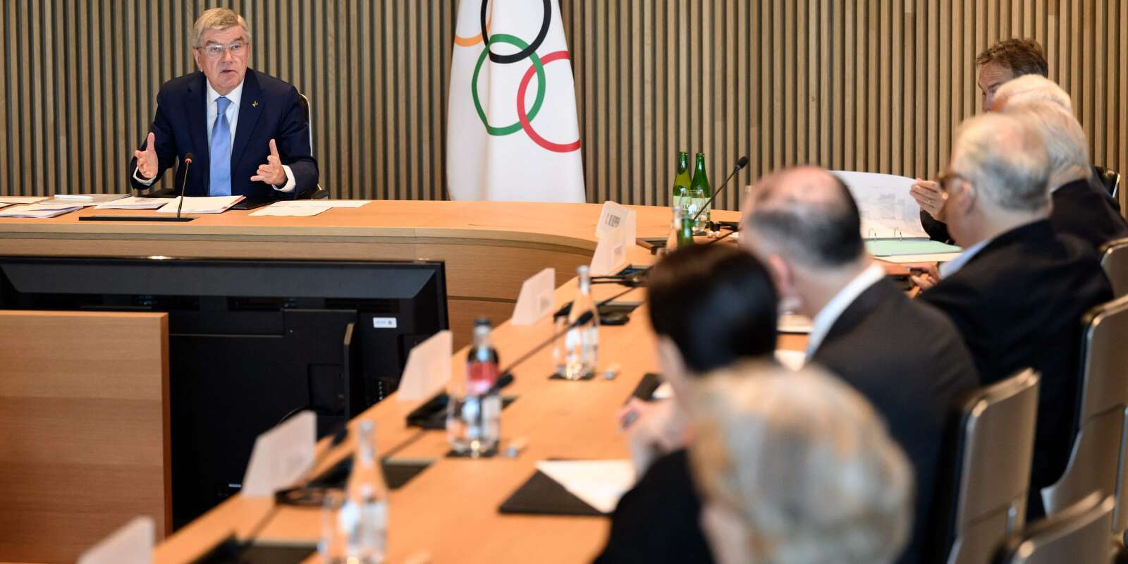 Le Comité international olympique le 28 mars 2023, à Lausanne.