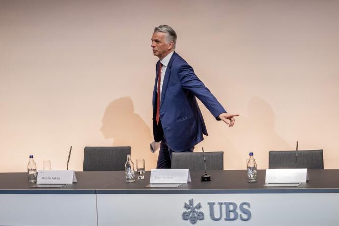 UBS's new CEO, Sergio Ermotti, at a press conference in Zurich on March 29, 2023.