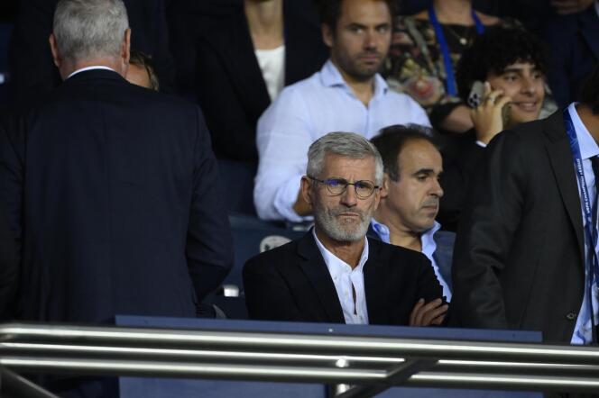 El presidente de la Federación Francesa de Tenis, Gilles Moretton, durante el partido de fútbol de la Liga de Campeones PSG-Juventus Turín, el 6 de septiembre de 2022.