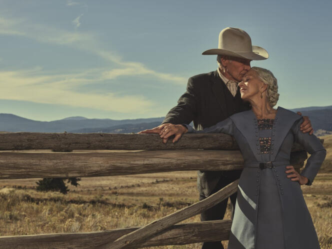 Jacob (Harrison Ford) and Cara (Helen Mirren) in the “1923” series, created by Taylor Sheridan.