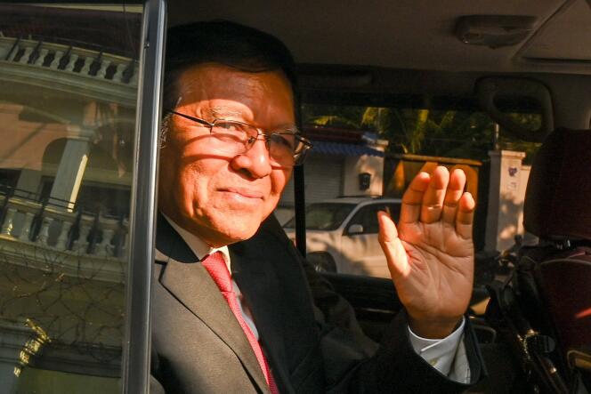 Kem Sokha, durante el veredicto de su juicio, en Phnom Penh, el 3 de marzo de 2023.