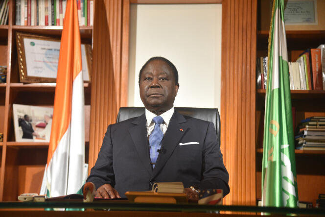 In Abidjan, on December 31, 2020, Henri Konan Bédié, president of the Democratic Party of Côte d'Ivoire (PDCI) presents his wishes to his compatriots.