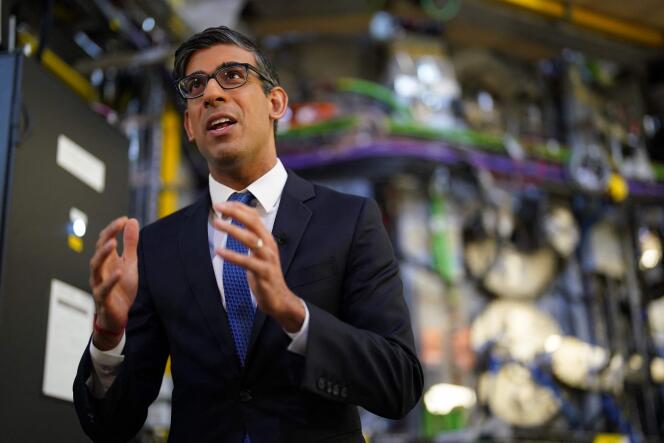 Britain's Prime Minister Rishi Sunak at the Culham science center near Oxford, west London, March 30, 2023.