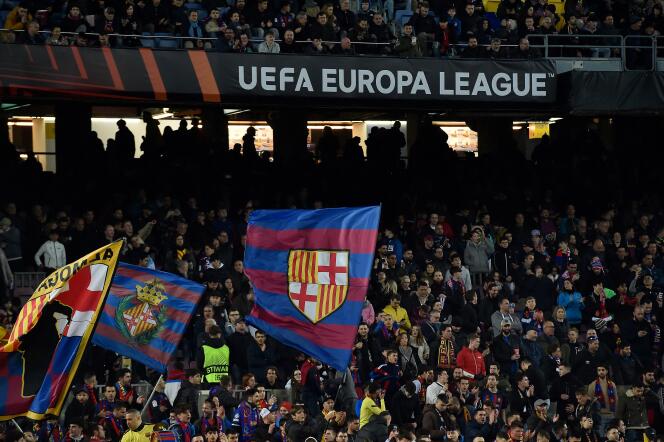 Barcelona fans during the Europa League match against Manchester United on February 16, 2023.