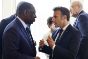Senegalese President Macky Sall and Emmanuel Macron at the UN headquarters in New York on September 21, 2022.