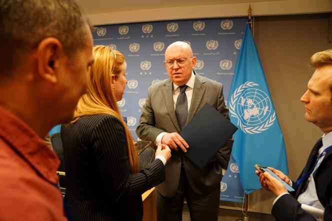 The Russian ambassador to the UN, Vassily Nebenzia. April 3, 2023, New York.