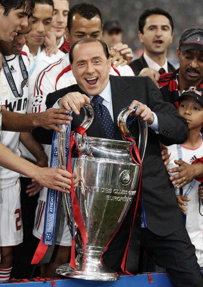 Silvio Berlusconi after AC Milan's victory in the Champions League final in Athens, Greece, on May 23, 2007.