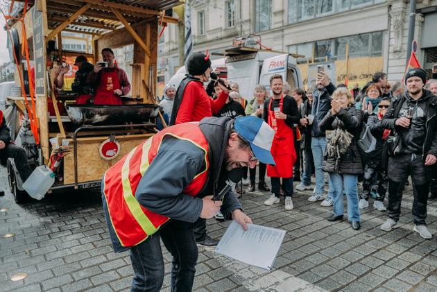 Durante el 11º día de manifestación contra la reforma de las pensiones, en Rennes, 6 de abril de 2023.