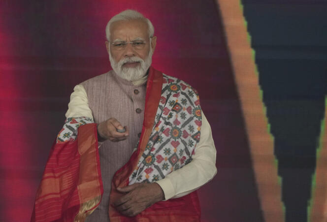 Indian Prime Minister Narendra Modi in Hyderabad, India, April 8, 2023