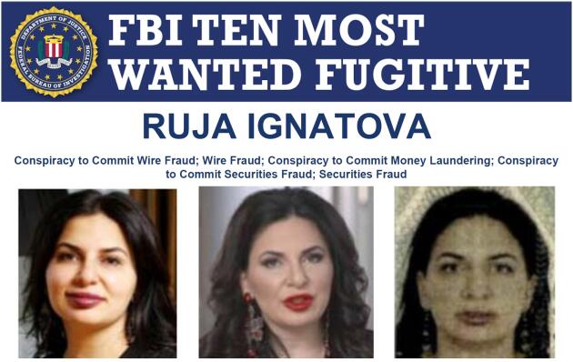 L’avis de recherche diffusé par le FBI concernant la fondatrice du onecoin, Ruja Ignatova.