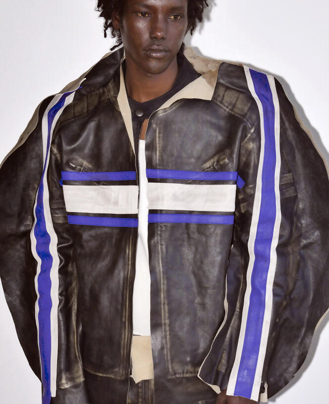 Hilos biker jacket, in leather, €4,500, and Hilos pants, in lambskin, Diesel.