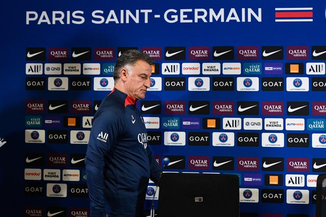 Christophe Galtier, durante la conferencia de prensa previa al partido de la Ligue 1 entre PSG-Lens, en Camp des Loges, el 14 de abril de 2023.
