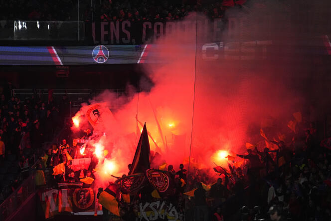 At the Parc des Princes, in Paris, during the PSG-Lens match, April 15, 2023. 