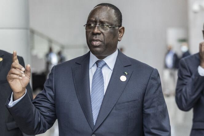 Senegalese President Macky Sall arrives for the 36th Ordinary Session of the African Union Assembly in Addis Ababa, Ethiopia on February 19, 2023.