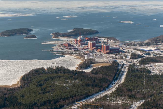 Vue aérienne du chantier de la centrale nucléaire d’Olkiluoto, en Finlande, le 10 mars 2021.