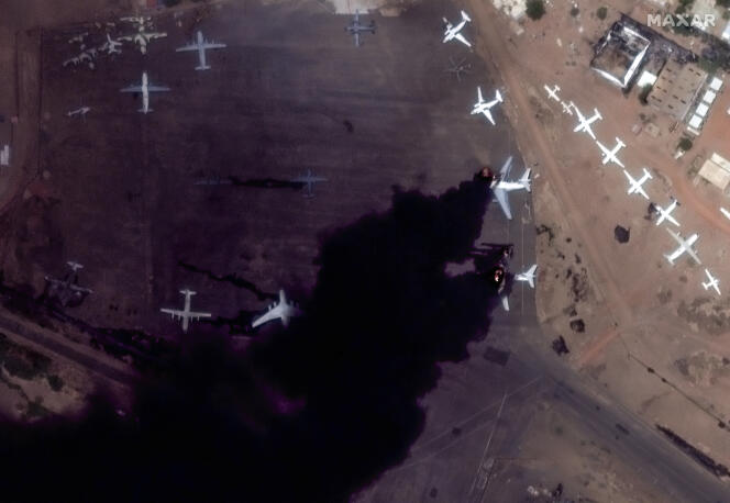 Satellite image of Khartoum International Airport (Sudan), April 16, 2023.