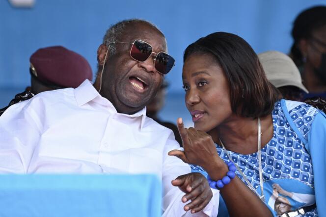 Former Ivorian President Laurent Gbagbo and his companion, Nadiana Bamba during the Renaissance Festival, a meeting organized by the Party of African Peoples Côte d'Ivoire (PPA-CI), on March 31, 2023, in Abidjan, in the district of Yopougon.