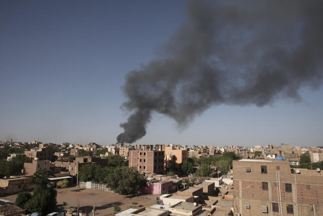 Smoke is seen in Khartoum, Sudan, Wednesday, April 19, 2023.